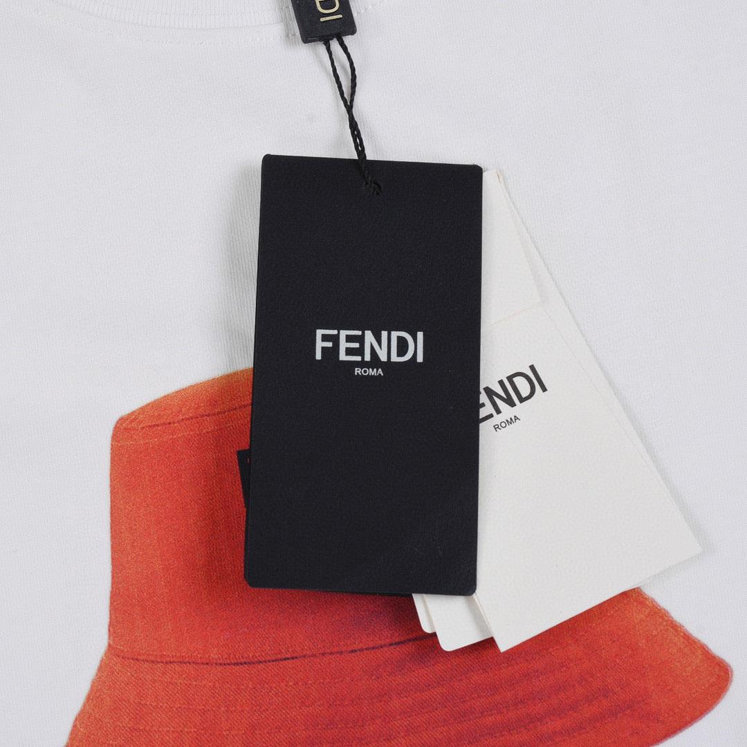 Fendi T-Shirt without Collar 'White-Orange' - Banlieue91