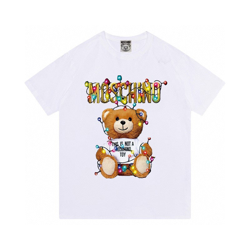 Moschino Christmas Light Teddy Bear T-Shirt Without Collar 'White' - Banlieue91