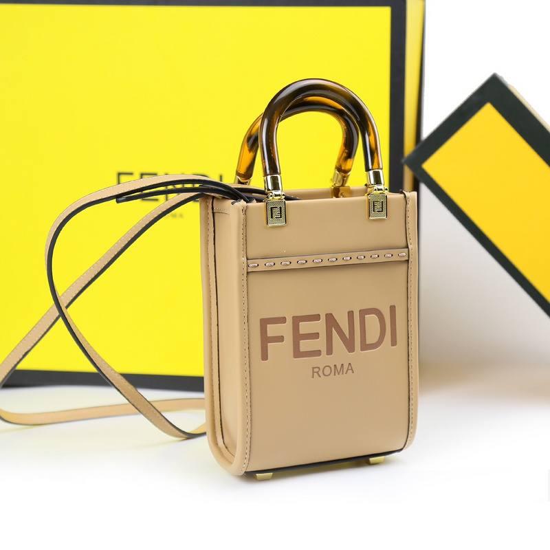 Fendi Vitello King Plexiglass Logo Embossed Mini Fendi Sunshine Shopper Tote - Banlieue91