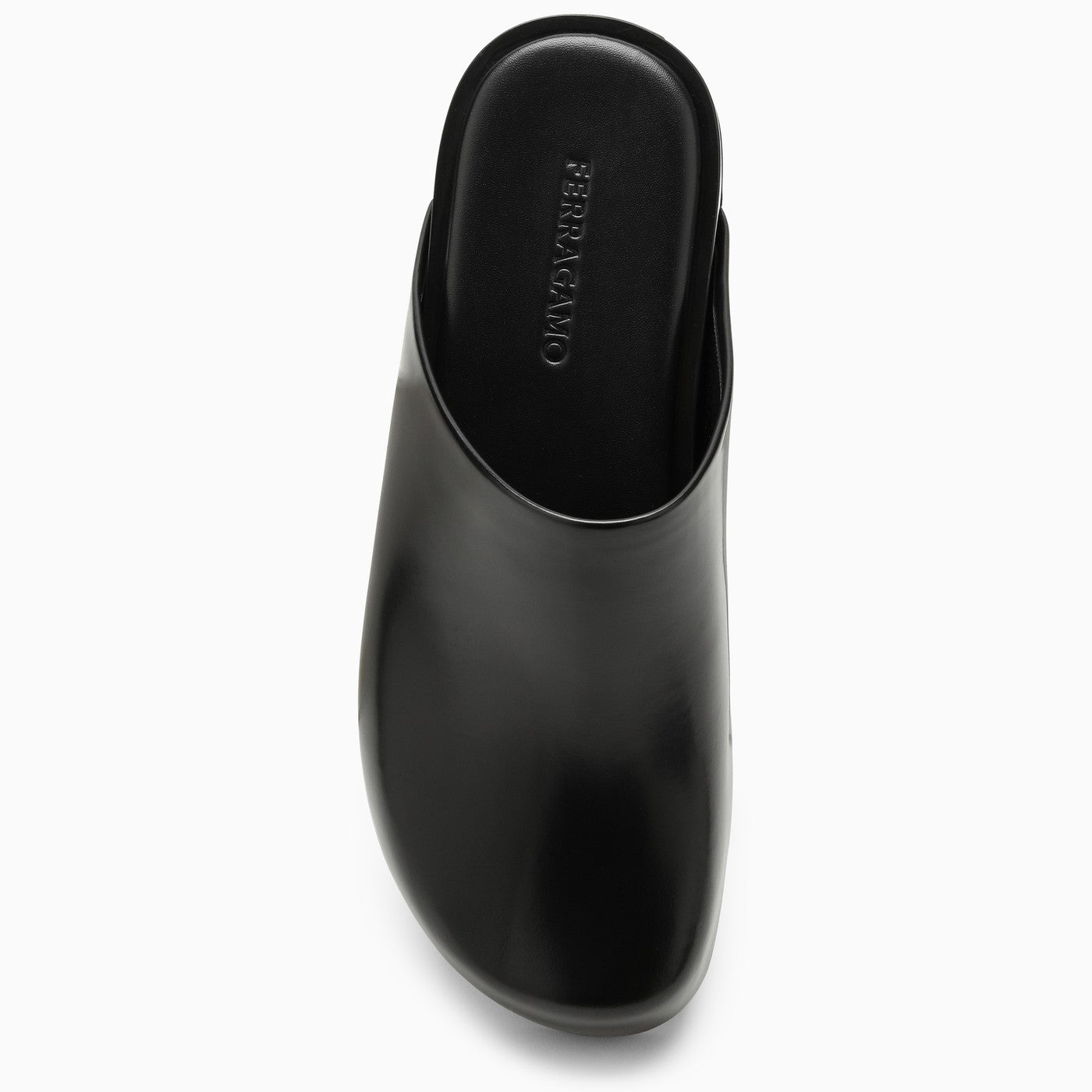 Ferragamo Black Leather Sabot