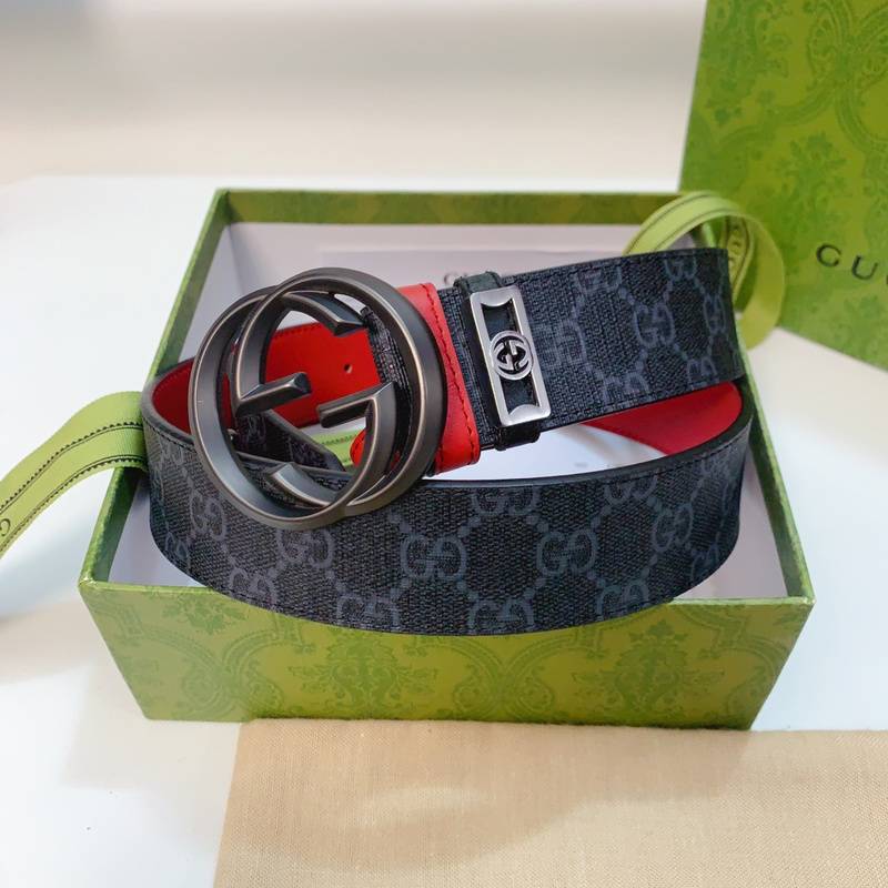 GUCCI Embellished coated-canvas and leather belt - Banlieue91