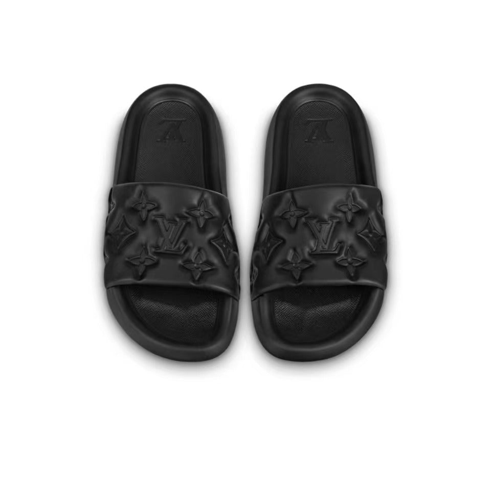 LOUIS VUITTON Waterfront Slide Slippers Men's Black