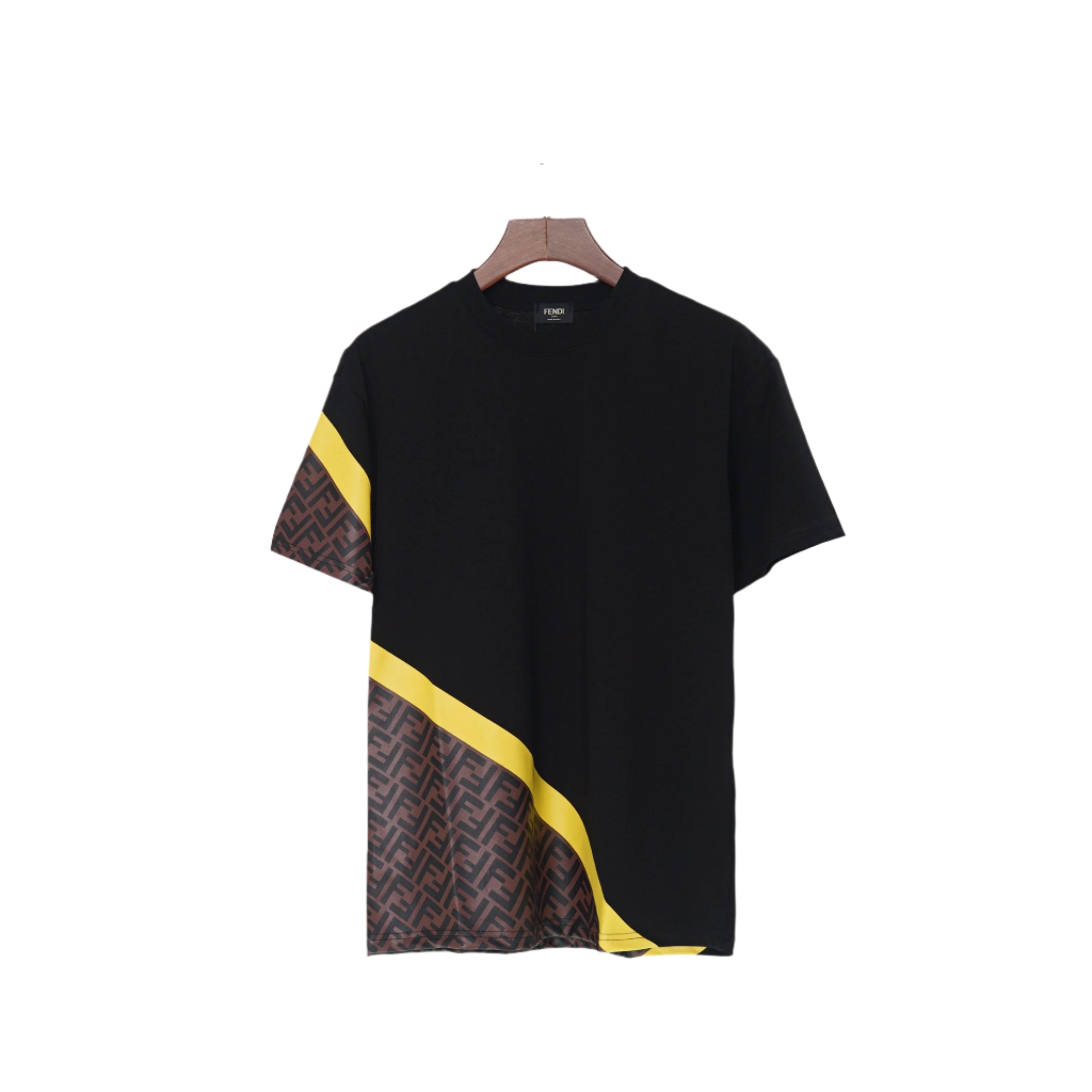 Fendi T-Shirt without Collar 'Black-Brown-Yellow' - Banlieue91