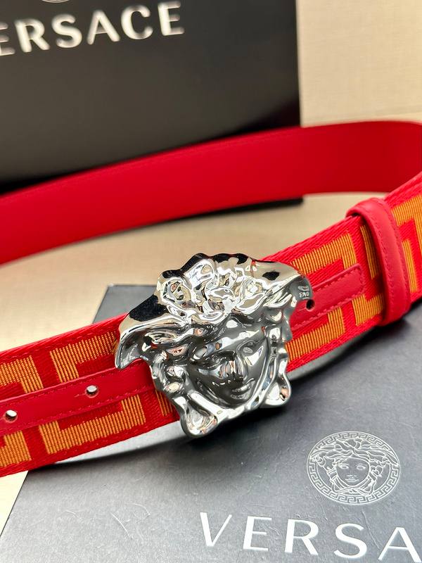 VERSACE La Medusa La Greca Belt In Red Silver - Banlieue91