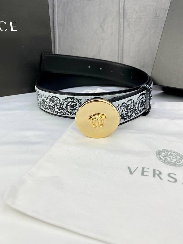 Versace MEDUSA BIGGIE ENAMEL LEATHER BELT - Banlieue91