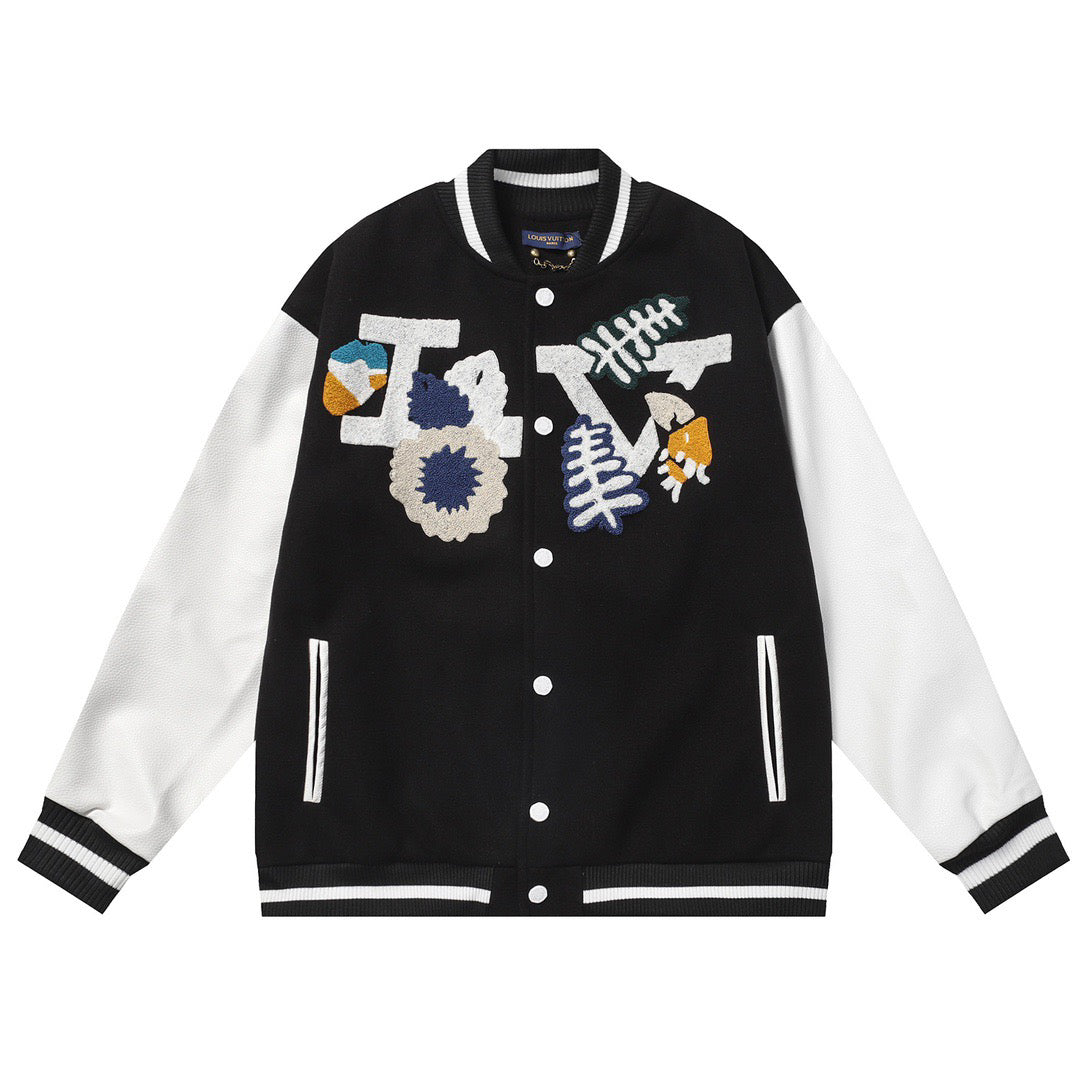 LOUIS VUITTON CROCHET FLOWERS VARSITY JACKET - BLACK - Banlieue91