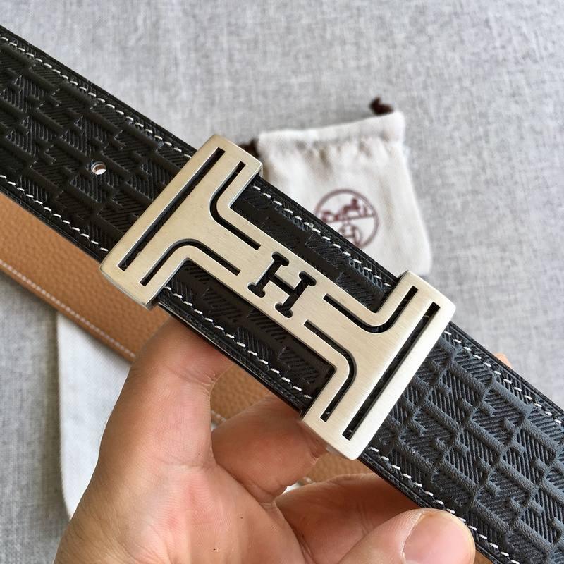 Hermes Men Silver Buckle Belt 'Black' - Banlieue91