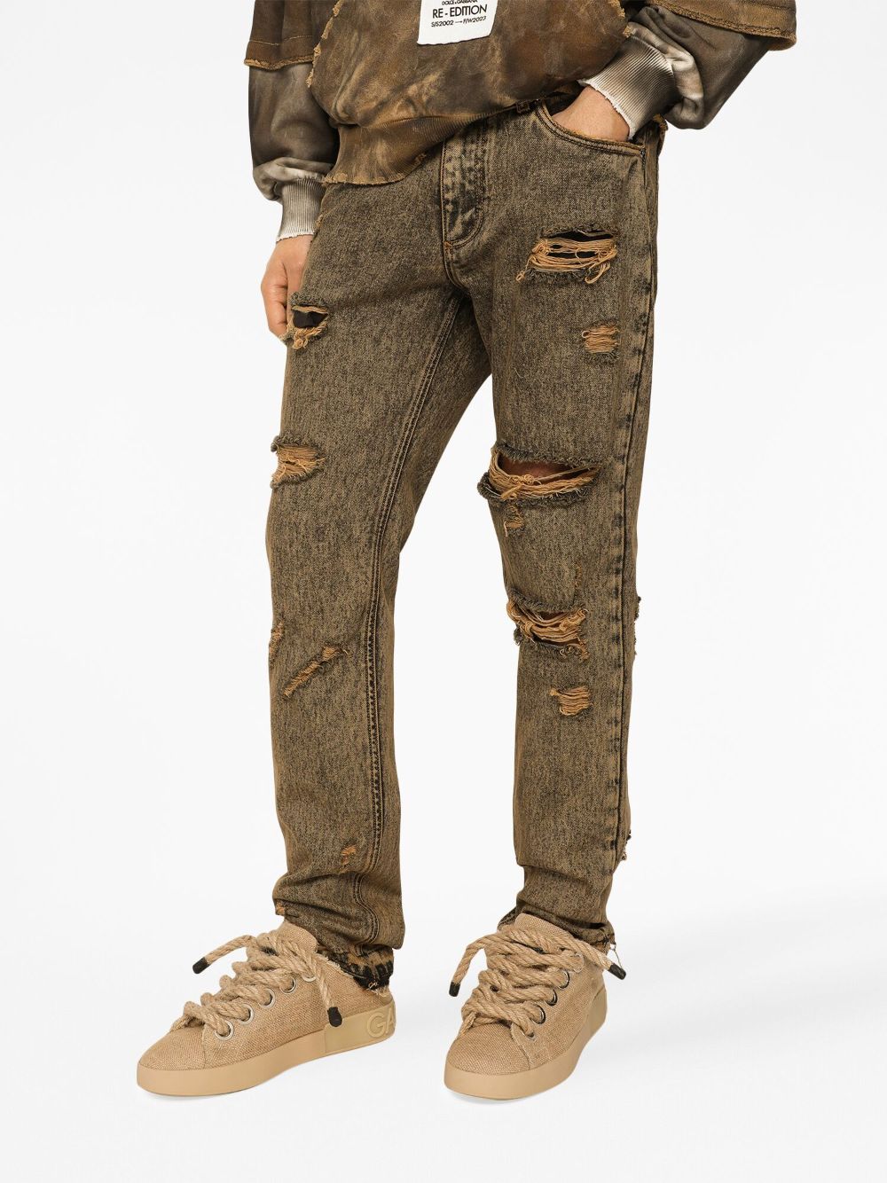 Dolce & Gabbana Ripped Denim Cotton Jeans