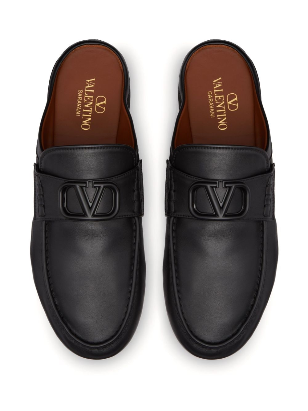 Valentino Garavani V Logo Signature Leather Slippers
