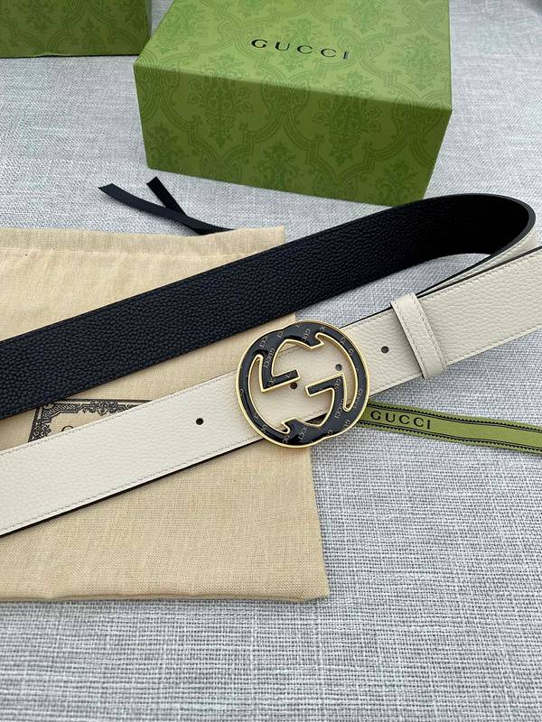 GUCCI Embellished coated-canvas and leather belt 'Cream' - Banlieue91