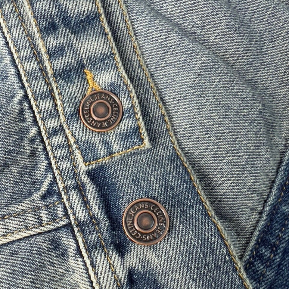 CELINE Washed Grey Denim Jacket – Casual Single-Breasted - Banlieue91 -