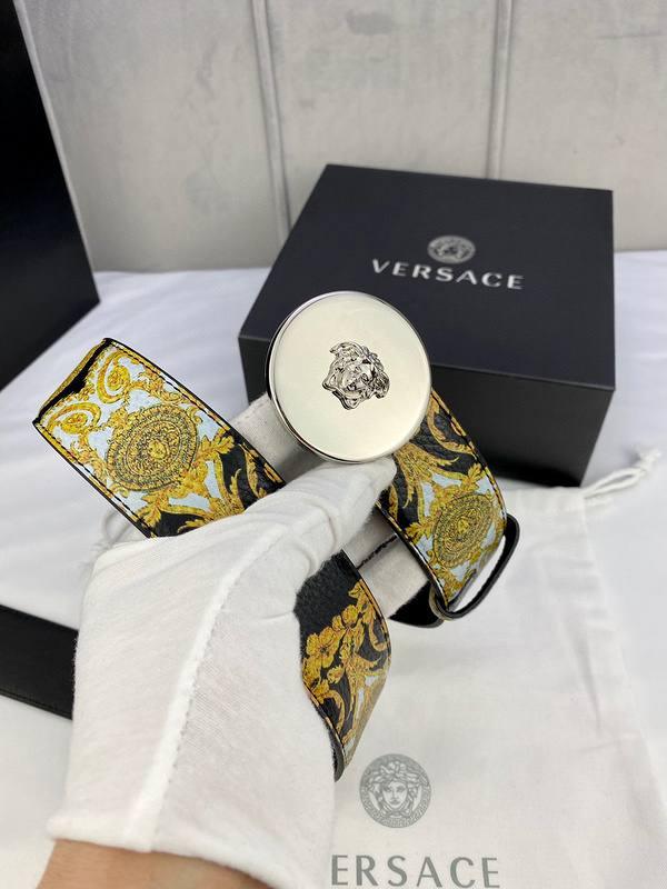 Versace MEDUSA BIGGIE ENAMEL LEATHER BELT - Banlieue91