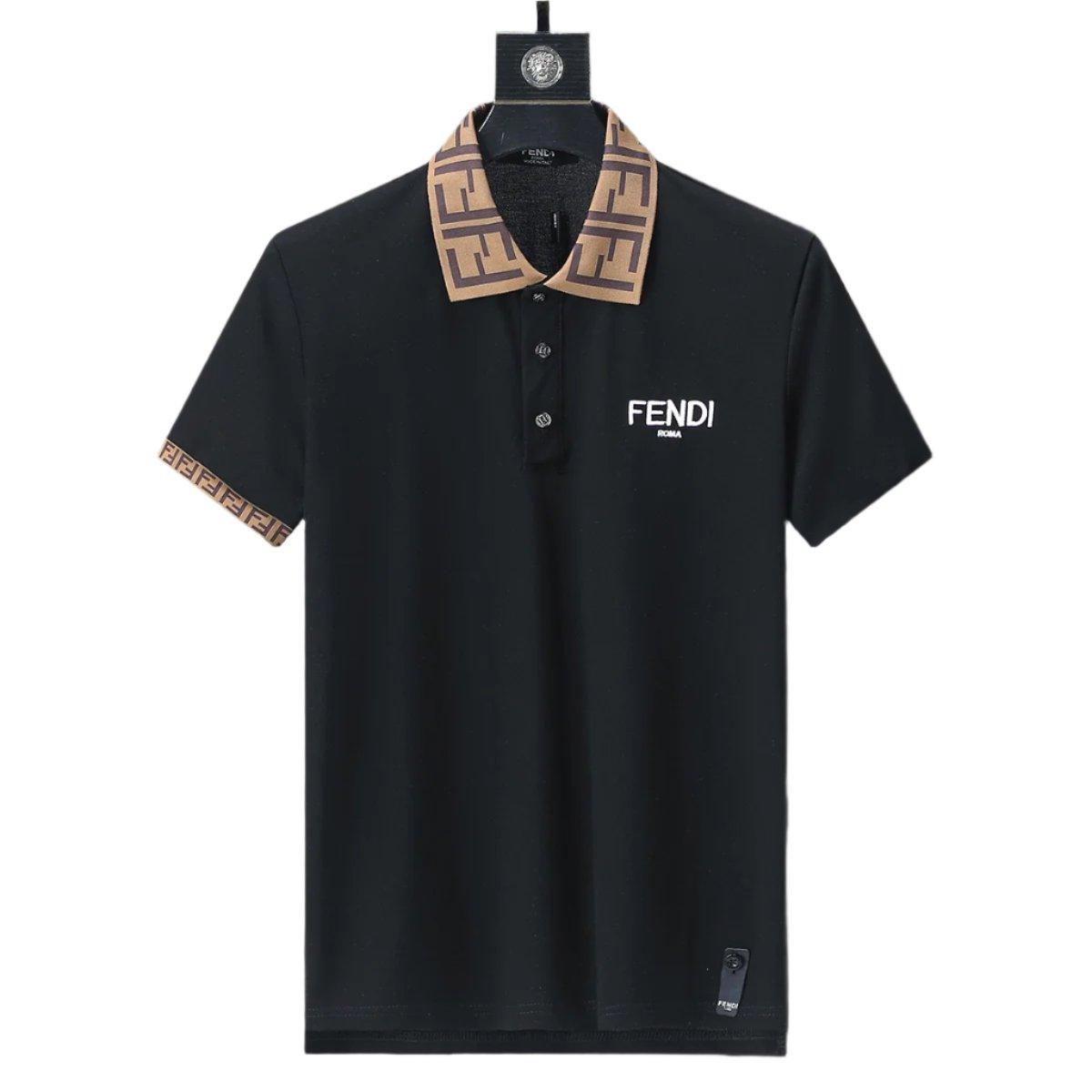 Fendi Black T-shirt with Collar - Banlieue91