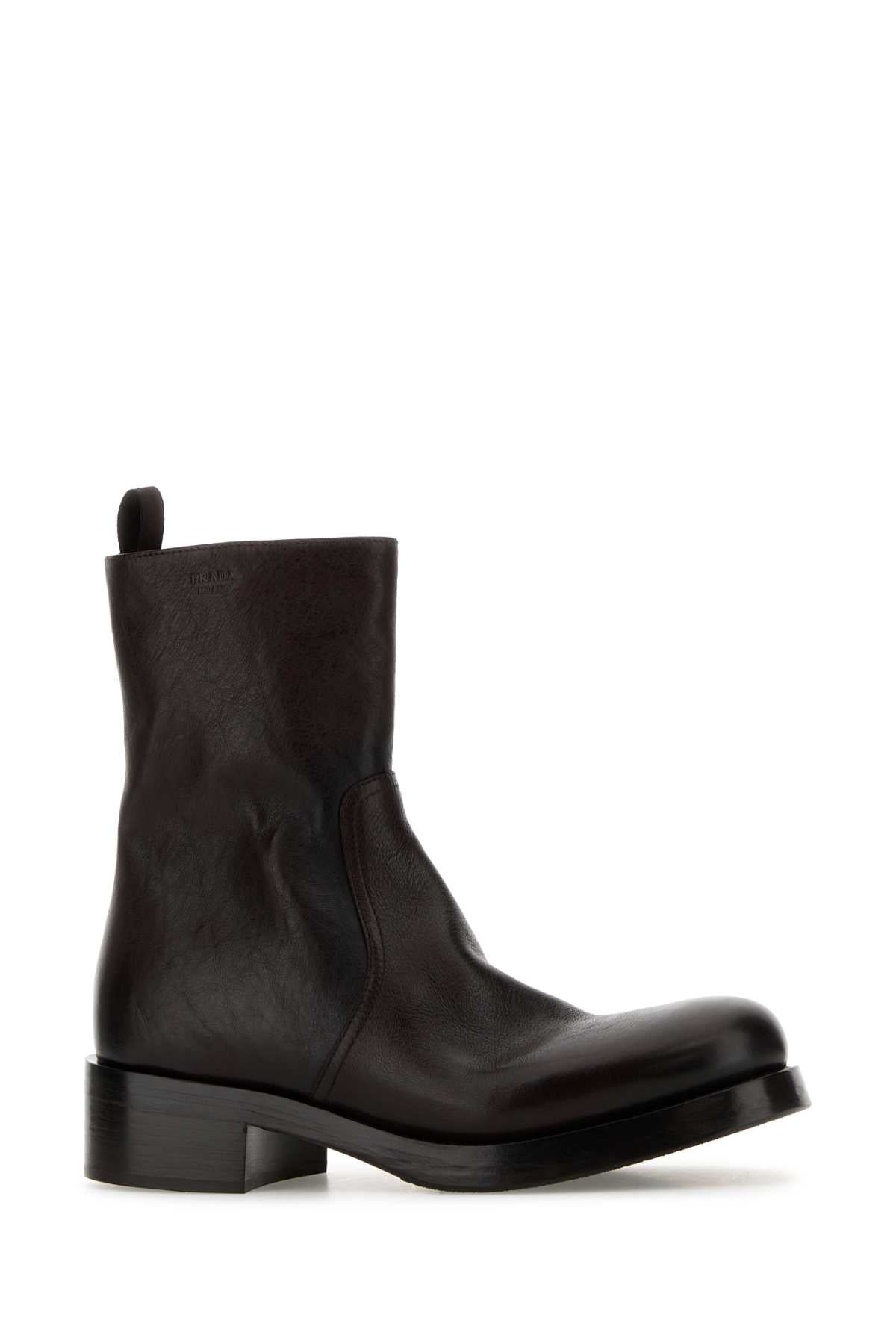 PRADA Leather Ankle Boots for Women - SS26 Collection - Banlieue91 -