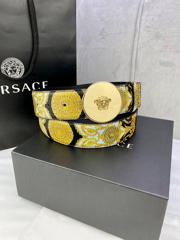 Versace MEDUSA BIGGIE ENAMEL LEATHER BELT - Banlieue91