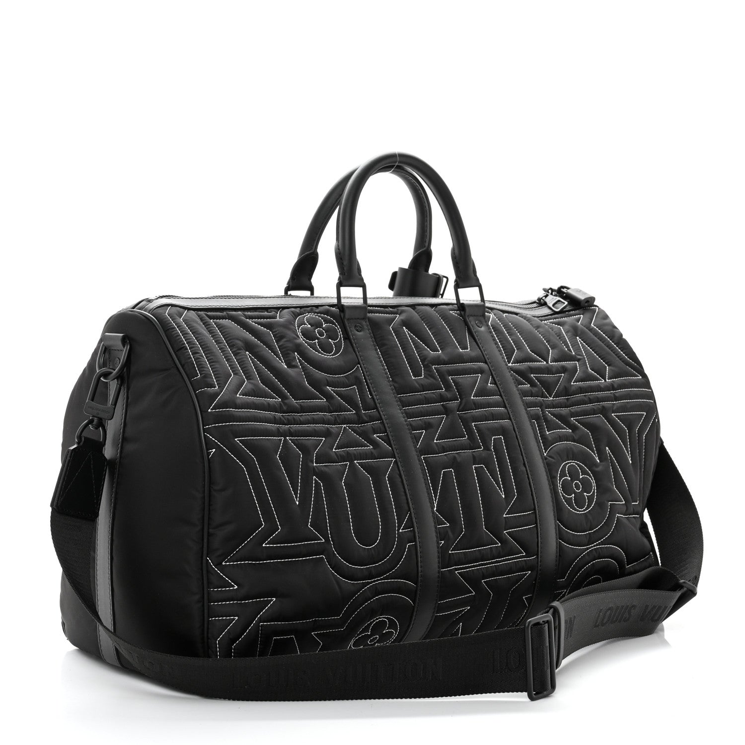 Louis Vuitton Nylon Embroidered Keepall Bandouliere 50 Black - Banlieue91