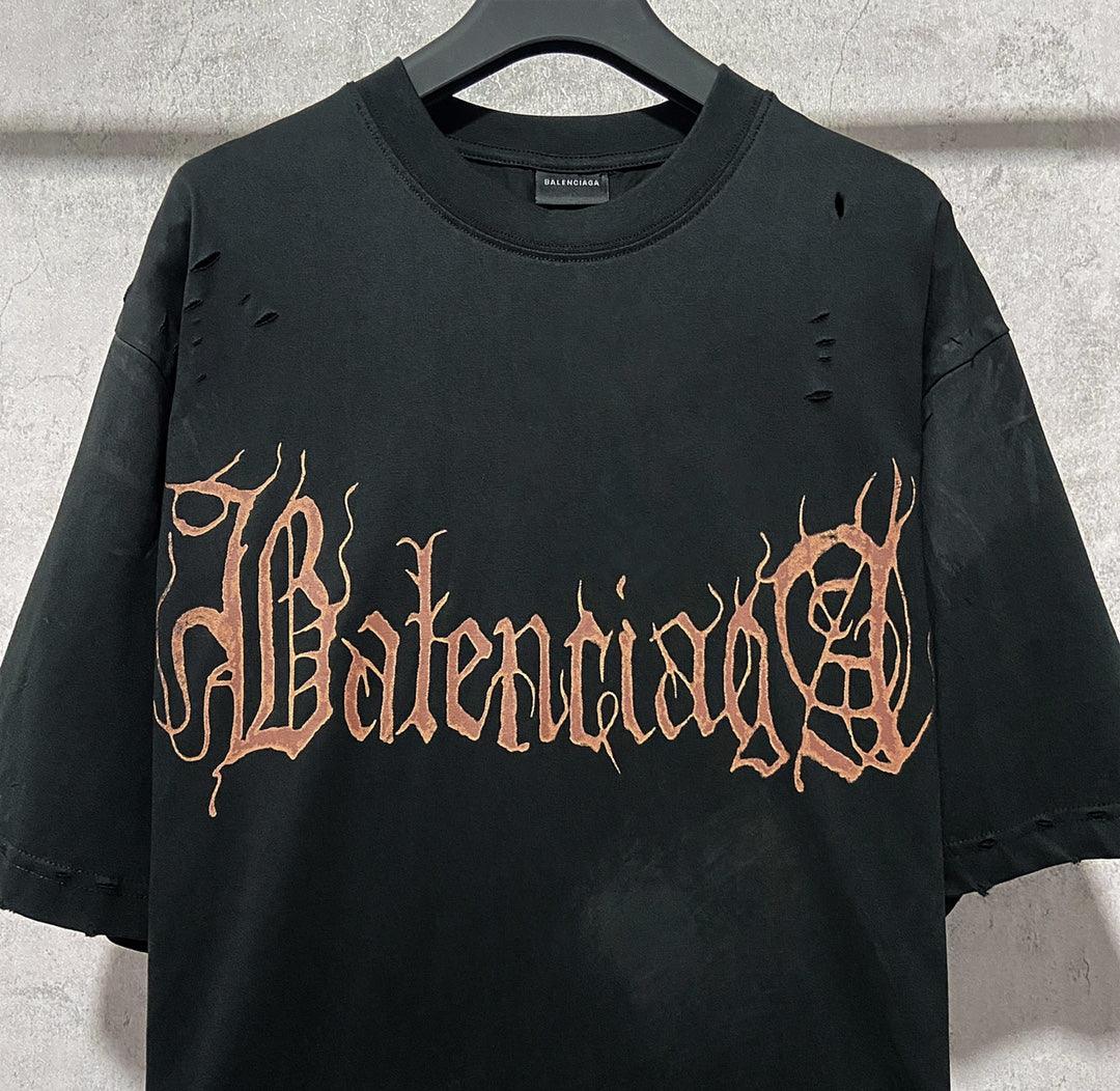 Balenciaga Faded Black T-Shirt Without Collar - Banlieue91