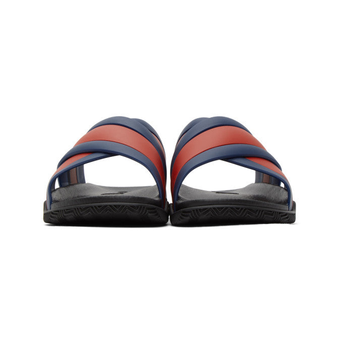 Gucci Blue and Red Agrado Slip-On Sandals