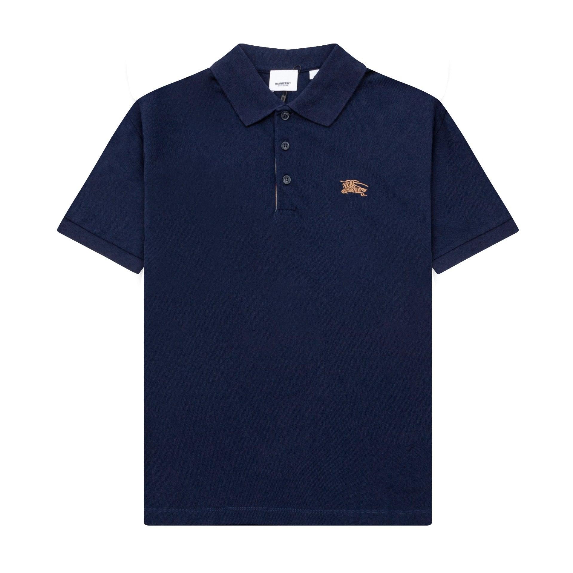 Burberry Blue T-Shirt With Collar - Banlieue91