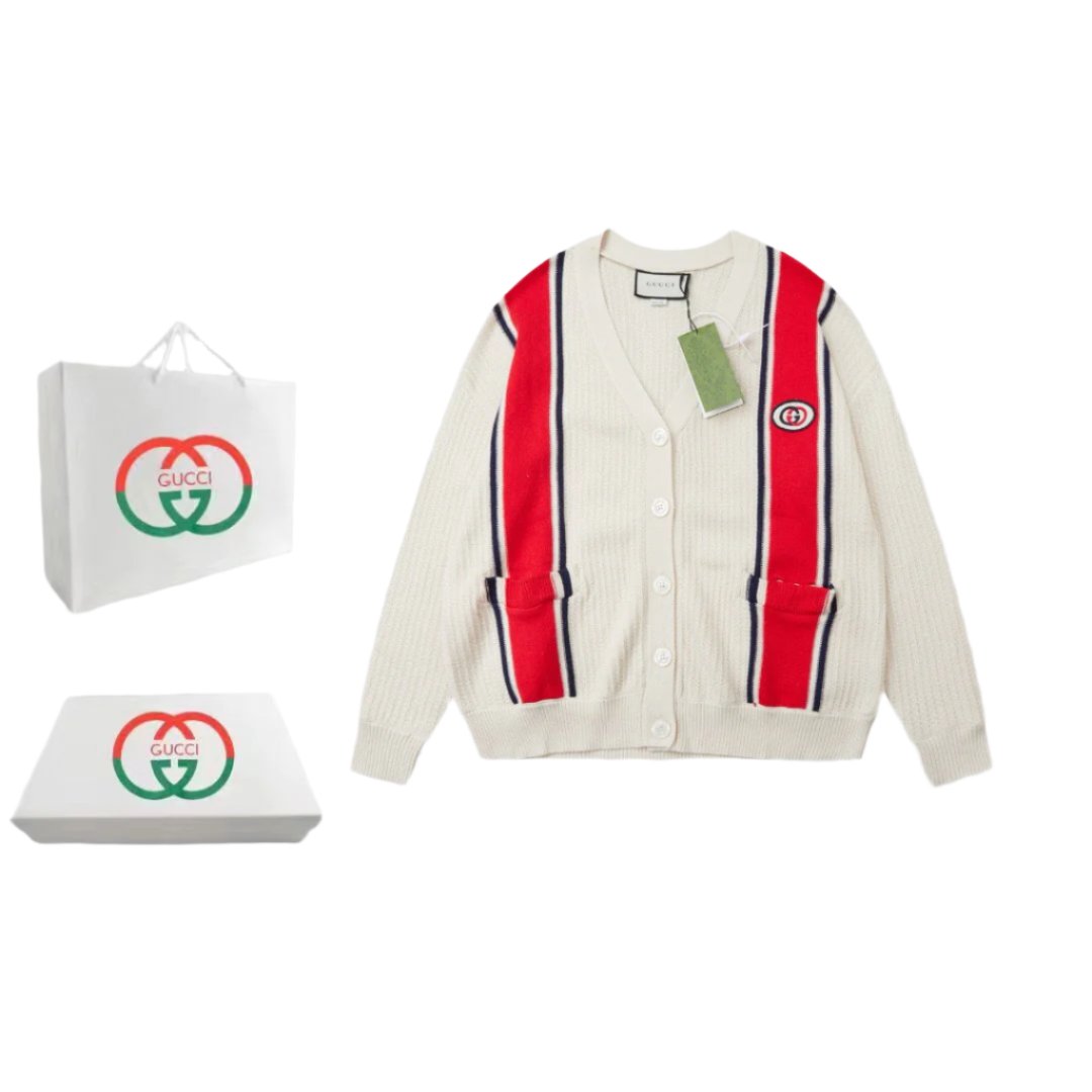 Gucci Knit cotton cardigan with patch Ivory - Banlieue91