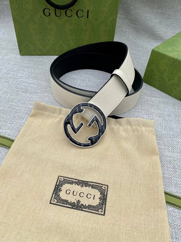 GUCCI Embellished coated-canvas and leather belt 'Cream' - Banlieue91