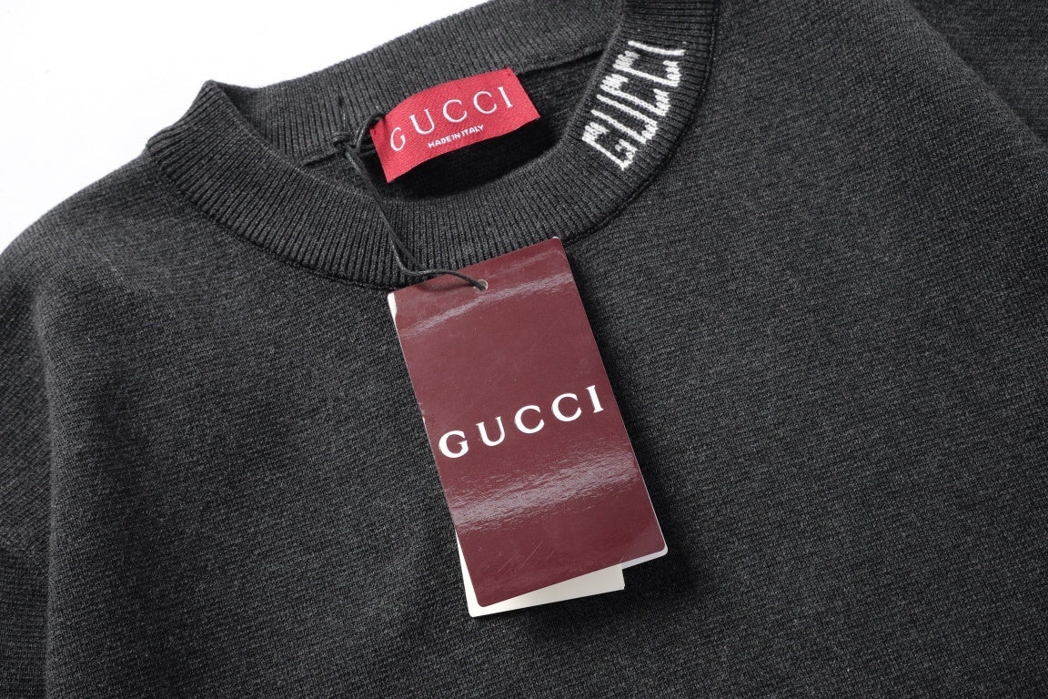 Back view of the Gucci T-Shirt Without Collar 'Black', illustrating its relaxed fit and simple elegance.