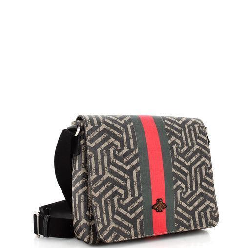 Gucci Bee Web Flap Messenger Bag Caleido GG Coated Canvas Medium - Banlieue91
