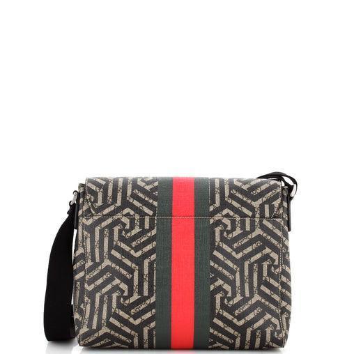 Gucci Bee Web Flap Messenger Bag Caleido GG Coated Canvas Medium - Banlieue91