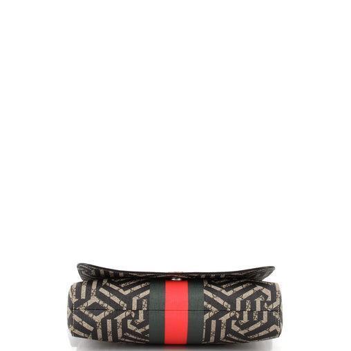 Gucci Bee Web Flap Messenger Bag Caleido GG Coated Canvas Medium - Banlieue91