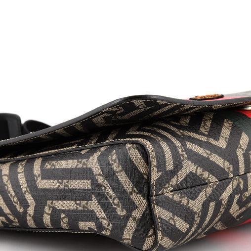 Gucci Bee Web Flap Messenger Bag Caleido GG Coated Canvas Medium - Banlieue91