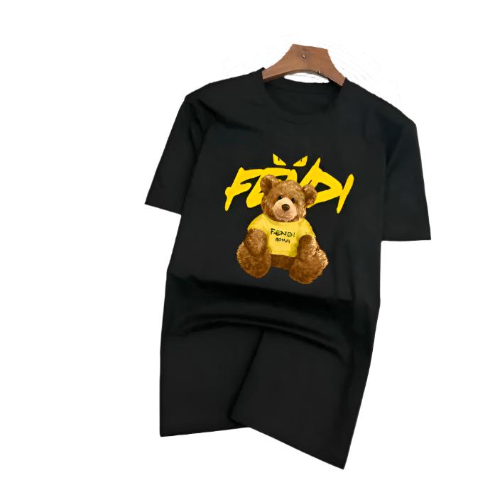 Fendi T-Shirt Bear without Collar 'Black-Yellow' - Banlieue91