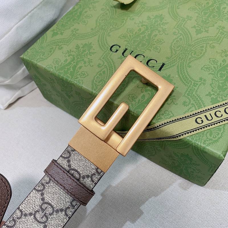 GUCCI Embellished coated-canvas and leather belt 'Grey' - Banlieue91