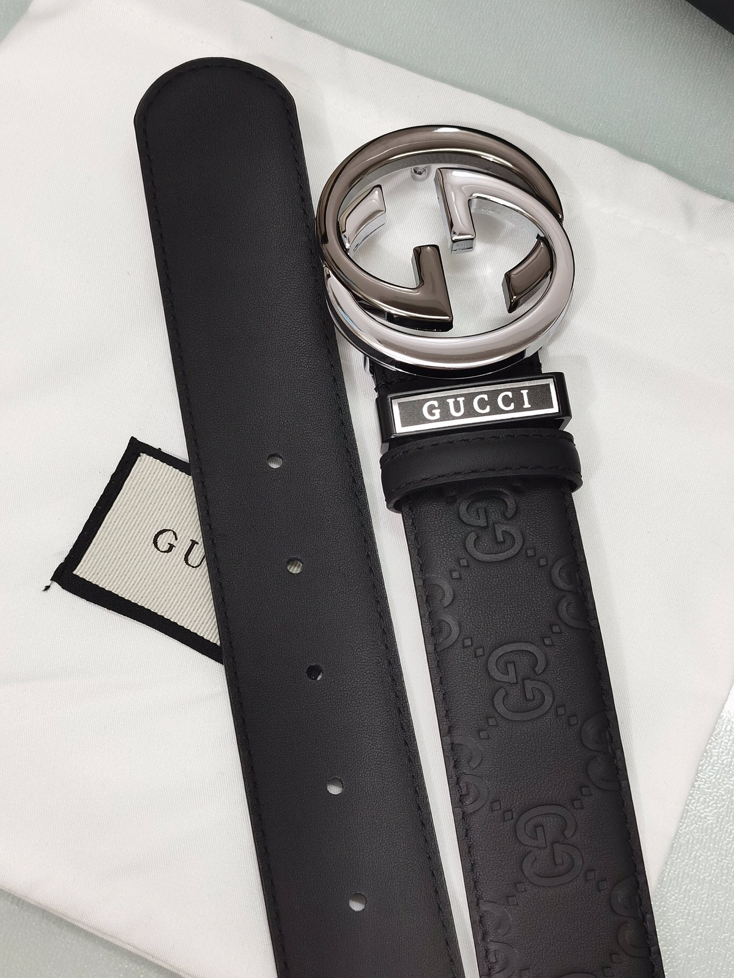 GUCCI Embellished coated-canvas and leather belt 'Black' - Banlieue91