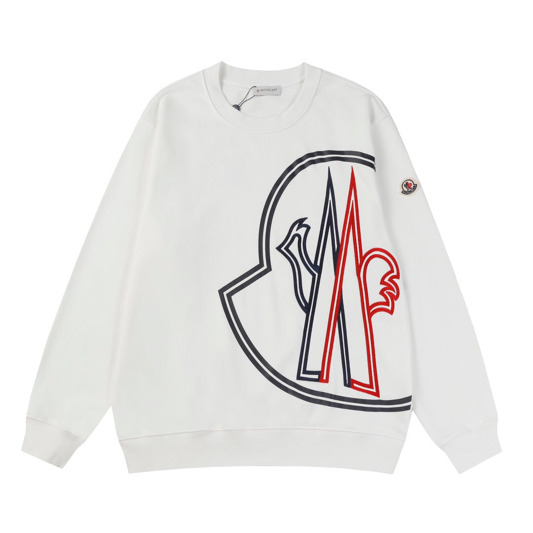 Moncler Logo-Embroidered Printed Cotton Jersey Sweatshirt White - Banlieue91