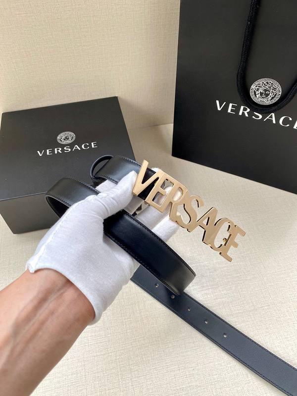 Versace Women's Leather Logo Decorated Buckle Belt - Banlieue91