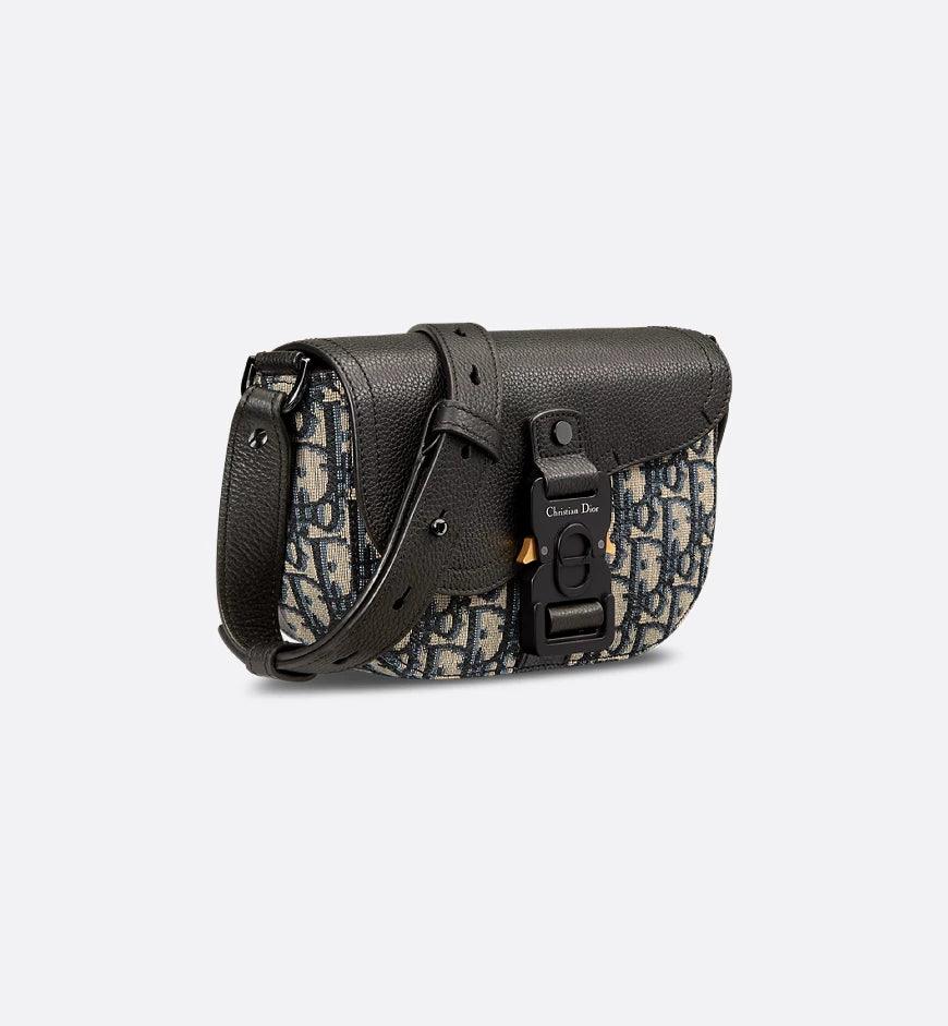 Mini Saddle Messenger Bag with Flap Black Dior Oblique Jacquard and Black Grained Calfskin - Banlieue91