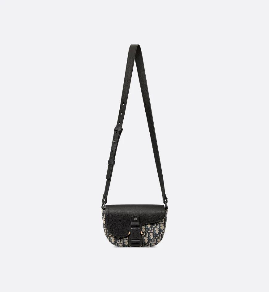 Mini Saddle Messenger Bag with Flap Black Dior Oblique Jacquard and Black Grained Calfskin - Banlieue91