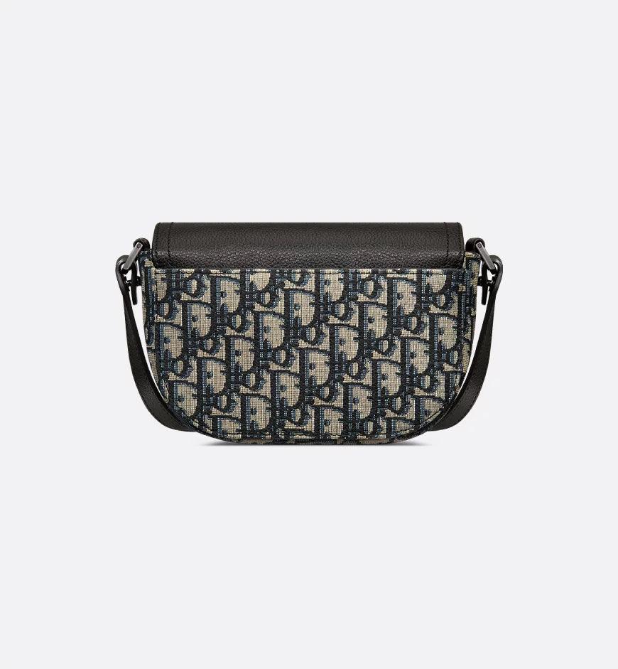 Mini Saddle Messenger Bag with Flap Black Dior Oblique Jacquard and Black Grained Calfskin - Banlieue91