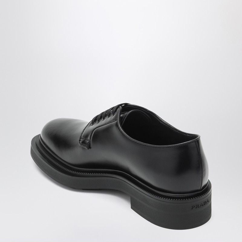 PRADA Lace-Up Derby Dress Shoes in Polished Leather - Banlieue91 -