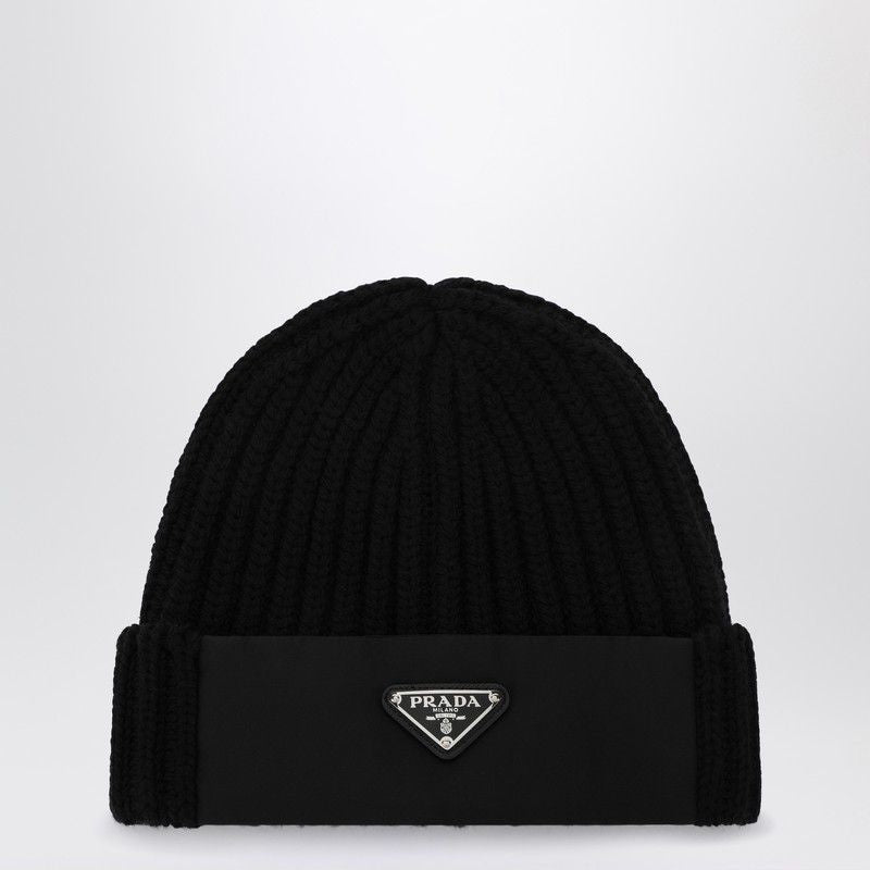 PRADA Wool and Re-Nylon Beanie with Triangle Logo - Banlieue91 -
