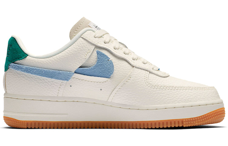 Nike Air Force 1 Vandalized 'Green' shoe displayed with emphasis on the high-quality tumbled leather upper and caramel gum outsole.