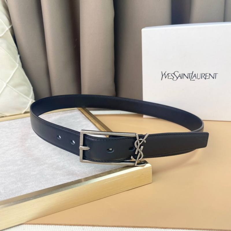 Saint Laurent Classic Monogram Square Buckle Belt Embossed Leather - Banlieue91