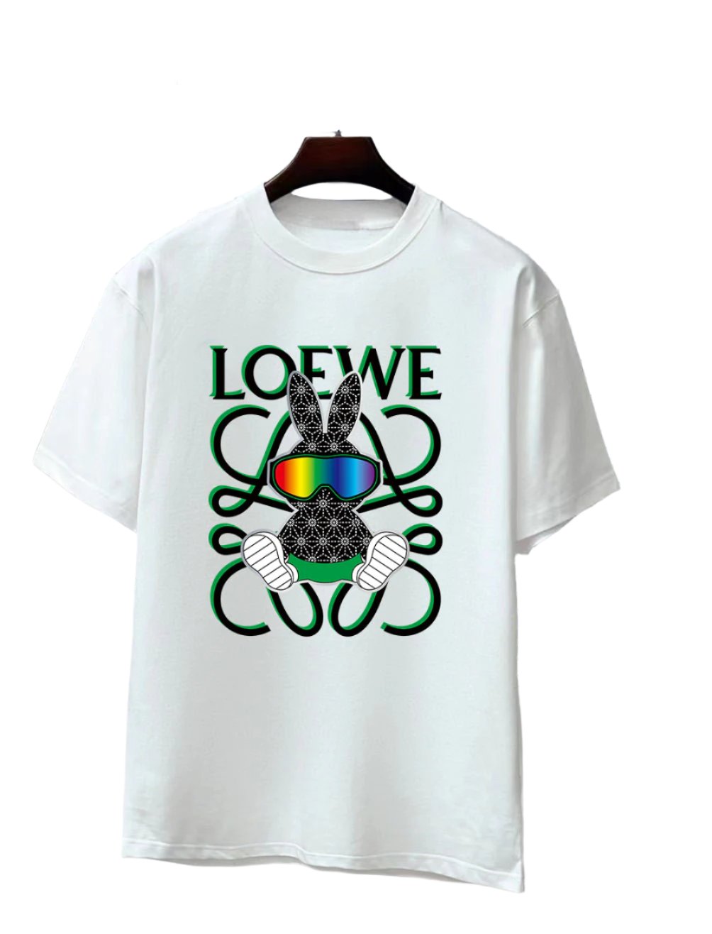 Loewe T-Shirt Without Collar 'White-Green' - Banlieue91