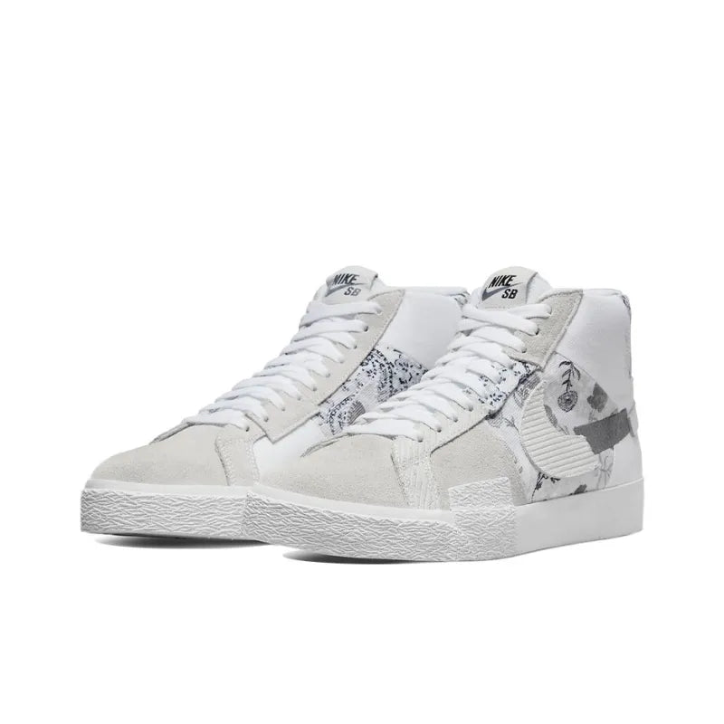 Nike Sb Zoom Blazer Mid Premium Floral White Grey