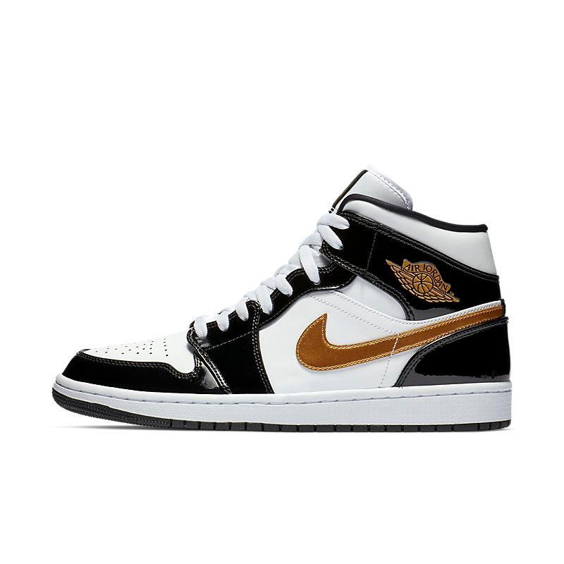 Air Jordan 1 Mid 'Patent Black White Gold' - Banlieue91