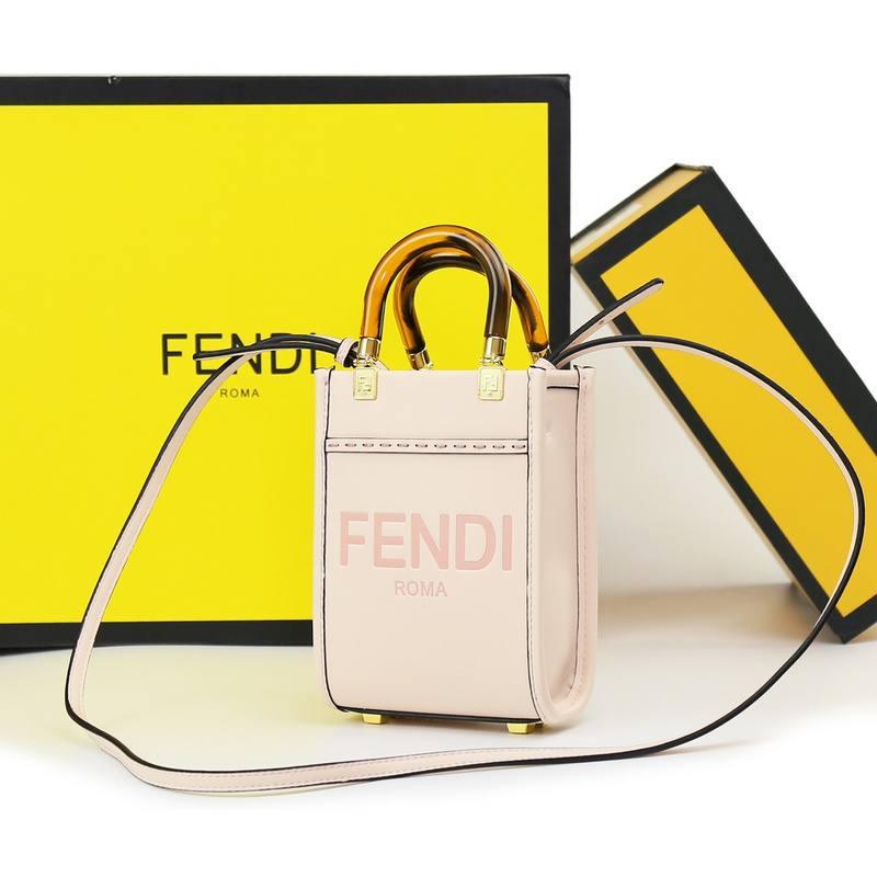 Fendi Vitello King Plexiglass Logo Embossed Mini Fendi Sunshine Shopper Tote - Banlieue91