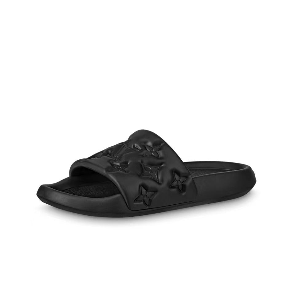 LOUIS VUITTON Waterfront Slide Slippers Men's Black