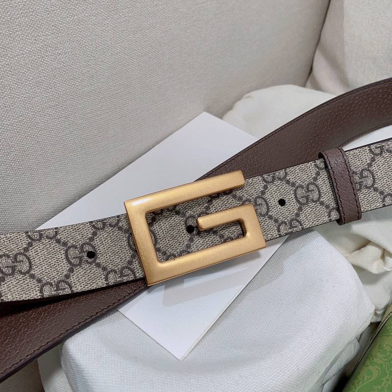 GUCCI Embellished coated-canvas and leather belt 'Grey' - Banlieue91