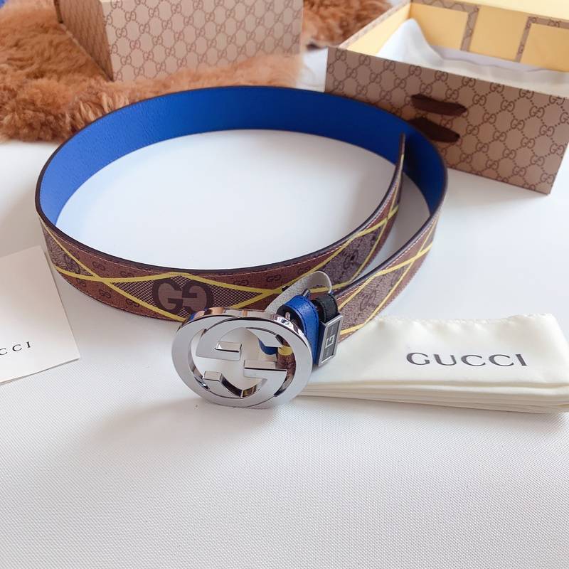 GUCCI Embellished coated-canvas and leather belt 'Brown' - Banlieue91