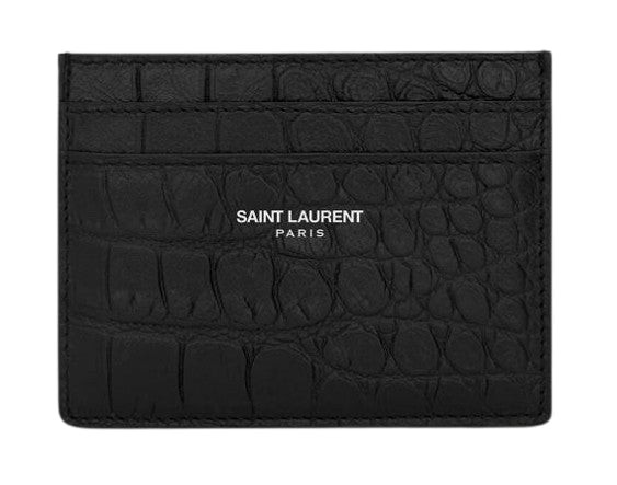 SAINT LAURENT Mini Croc-Embossed Card Holder - Banlieue91 -